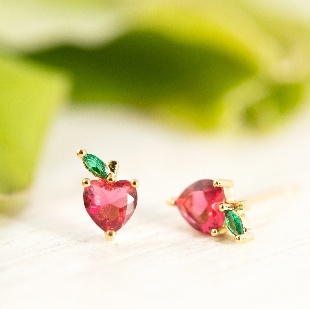 Dainty Apple Studs (S925) - Only 4 left! - Picture 2 of 10